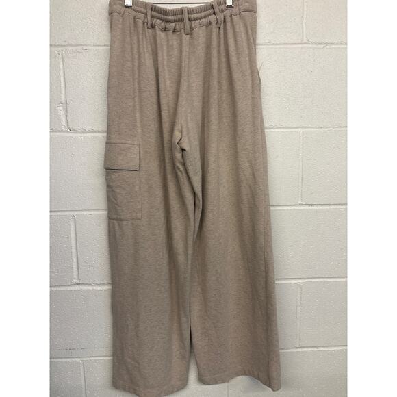 2 pc SET Donni Sz M Beige Sweater Wide Leg Cargo Casual Lounge Pants Cardigan - Picture 6 of 7